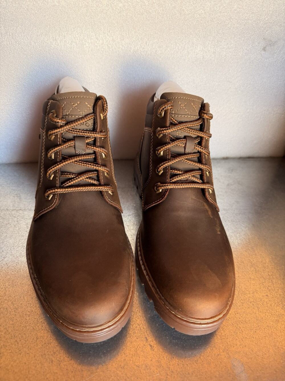 Rockport Weather Or Not Plain Toe Waterproof Leather Boots Mens 8M Tan CI6148NIB